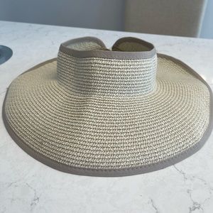 SAN DIEGO HAT COMPANY STRAW VISOR. (#2073). TAN. ADJUSTABLE WITH VELCRO CLOSURE